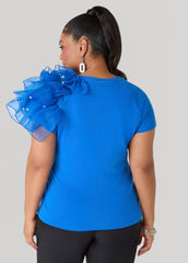Slay Embellished Ruffled Tee