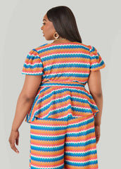 Chevron Knit Faux Wrap Top
