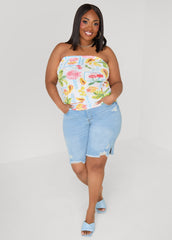 Summer Print Mesh Tube Top