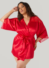 Lace Paneled Satin Robe
