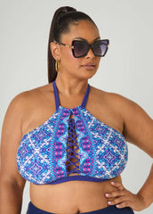 Printed Halter Bikini Top