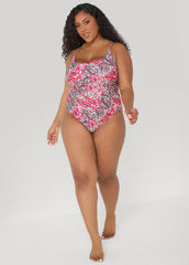 Leopard And Floral Print Swimsuit