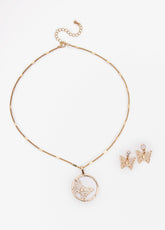 Butterfly Necklace And Earrings Set