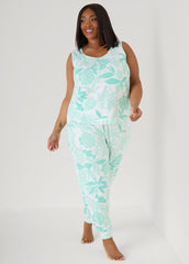 Moon To Noon Leaf Print PJs Set