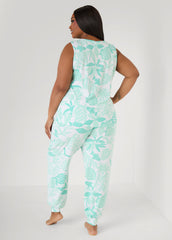 Moon To Noon Leaf Print PJs Set
