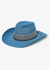 Chevron Trimmed Denim Cowboy Hat
