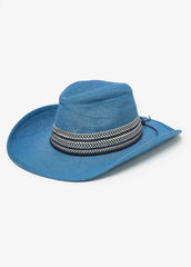 Chevron Trimmed Denim Cowboy Hat