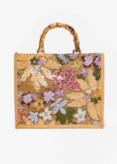 Floral Embellished Canvas Tote