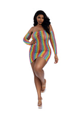 Dreamgirl Rainbow Arm Warmers And Mini Dress