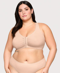 Lace Panel T Back Comfort Bra