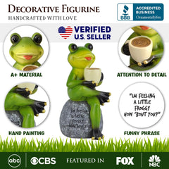Coffee Frog Garden Statue