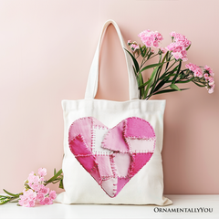 Patchwork Heart Canvas Tote Bag
