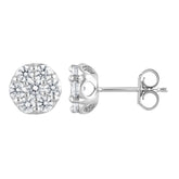 1 Carat Round Cut Lab Grown Cluster Diamond Stud Earrings In Sterling Silver