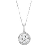 0.25 Carat Lab Grown Round Cluster Diamond Pendant Necklace In Sterling Silver