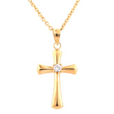 0.10 Carat Lab Grown Diamond Cross Pendant Necklace In Yellow Gold Plated Silver