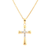 0.25 Carat Lab Grown Diamond Cross Pendant Necklace In Yellow Gold Plated Silver