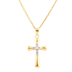 0.25 Carat Lab Grown Diamond Cross Pendant Necklace In Yellow Gold Plated Silver
