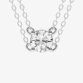 0.60 Carat Lab Grown Round Solitaire Diamond Necklace In Sterling Silver