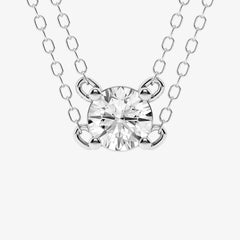 0.60 Carat Lab Grown Round Solitaire Diamond Necklace In Sterling Silver