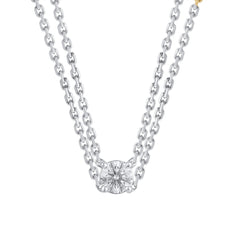 0.60 Carat Lab Grown Round Solitaire Diamond Necklace In Sterling Silver