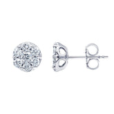 1 Carat Lab Grown Diamond Cluster Stud Earrings In Sterling Silver