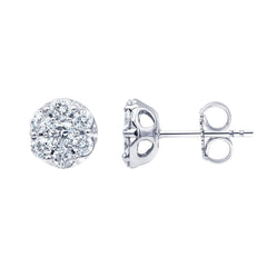 1 Carat Lab Grown Diamond Cluster Stud Earrings In Sterling Silver