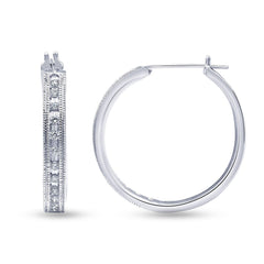 0.50 Carat Sterling Silver Lab Grown Single Row Diamond Hoop Earrings
