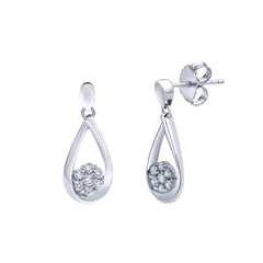 0.30 Carat Sterling Silver Lab Grown Diamond Dangle Drop Earrings Gift Box Set