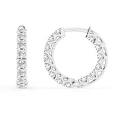 2 Carat Lab Grown Round Inside Out Diamond Hoop Earrings In Sterling Silver