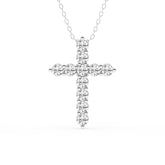 1 Carat Round Lab Grown Diamond Cross Pendant Necklace