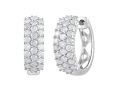 0.50 Carat Lab Grown Cluster Diamond Hinged Hoop Earrings