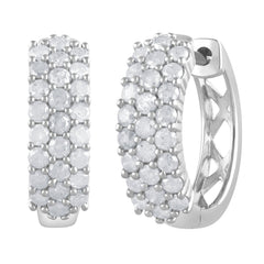 0.50 Carat Lab Grown Cluster Diamond Hinged Hoop Earrings