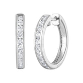0.50 Carat Lab Grown Single Row Diamond Sterling Silver Hoop Earrings