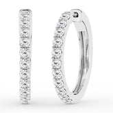 0.50 To 2 Carat Round Lab Grown Diamond Single Row Hoop Earrings In Sterling Silver