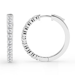 0.50 To 2 Carat Round Lab Grown Diamond Single Row Hoop Earrings In Sterling Silver