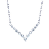 1 Carat Lab Grown Diamond V Shaped Necklace In Sterling Silver