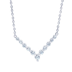 1 Carat Lab Grown Diamond V Shaped Necklace In Sterling Silver