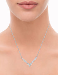 1 Carat Lab Grown Diamond V Shaped Necklace In Sterling Silver