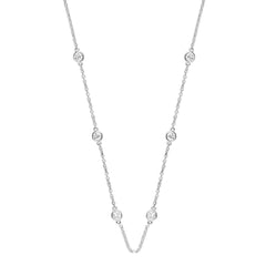 1 Carat Lab Grown Diamond Station Necklace in Sterling Silver