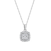 0.50 Carat Lab Grown Round Halo Diamond Pendant Necklace In Sterling Silver