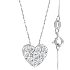 0.50 Carat Lab Grown Diamond Heart Pendant Necklace In Sterling Silver