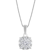 0.50 Carat Lab Grown Round Cluster Diamond Pendant Sterling Silver Necklace