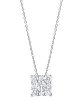 1 Carat Lab Grown Square Cluster Diamond Pendant Necklace In Sterling Silver