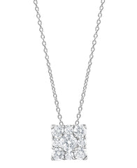 1 Carat Lab Grown Square Cluster Diamond Pendant Necklace In Sterling Silver