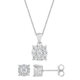 0.50 Carat Lab Grown Diamond Halo Necklace Set