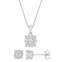 0.50 Carat Lab Grown Diamond Halo Necklace Set