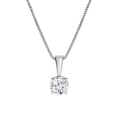 0.60 Carat Lab Grown Round Solitaire Diamond Pendant Necklace In Sterling Silver