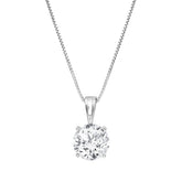 0.75 Carat Lab Grown Round Solitaire Diamond Pendant Necklace In Sterling Silver