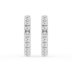 1 Carat Round Lab Grown Diamond Hoop Earrings In Sterling Silver