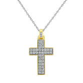 0.75 Carat Lab Grown Diamond Cluster Cross Pendant Necklace In Sterling Silver